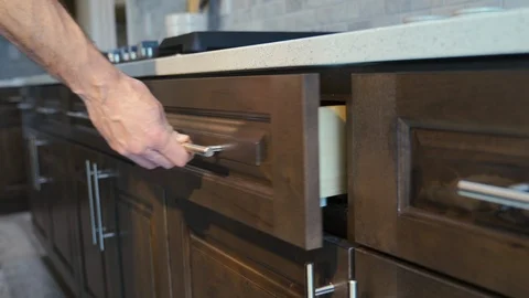 Kitchen Drawer Soft Close Feature Detail Move In Right 스톡 동영상 112887468