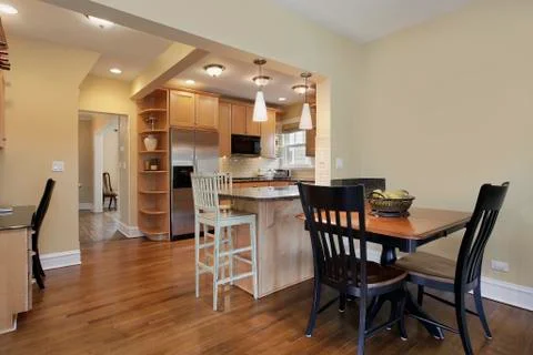 Kitchen with eating area Stock Photos