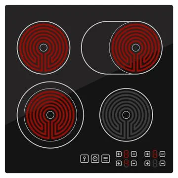 Kitchen Electric hob with ceramic surface and touch control panel Stock Illustration