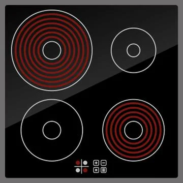 Kitchen Electric hob with ceramic surface and touch control panel Иллюстрация