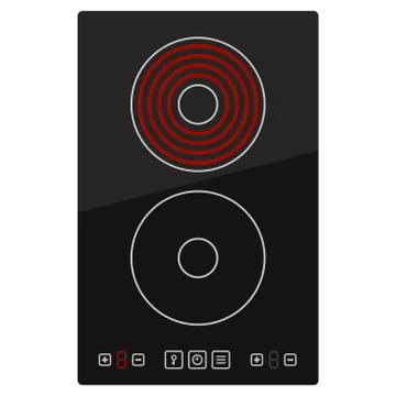 Kitchen Electric hob with ceramic surface and touch control panel Stock Illustration