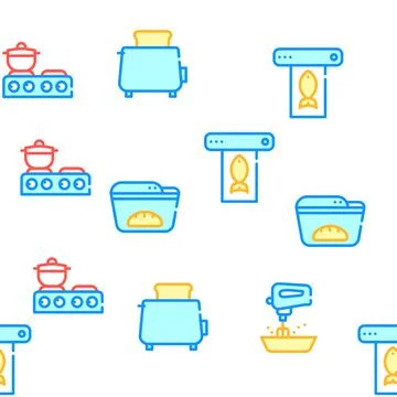 Kitchen Electronics Collection Icons Set Vector Illustrations Stockillustratie