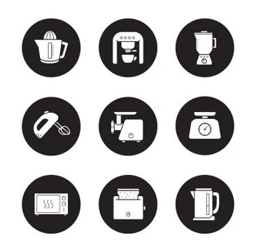 Kitchen electronics icons set Stock Illustration