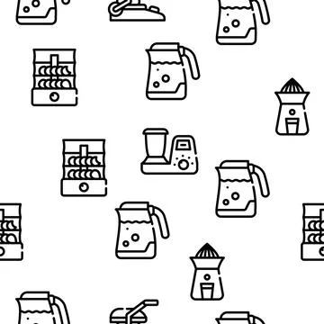 Kitchen Electronics Vector Seamless Pattern Stock Illustration