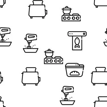 Kitchen Electronics Vector Seamless Pattern Stock Illustration