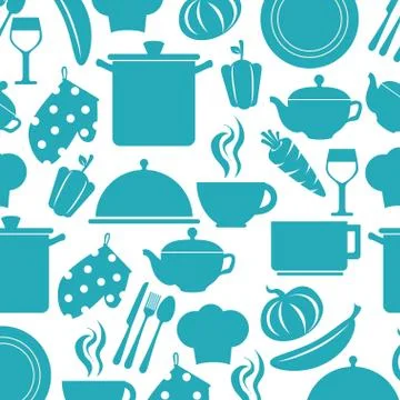 Kitchen elements pattern background Stock Illustration
