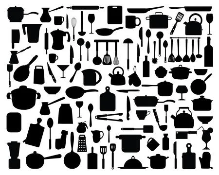 KITCHEN ELEMENTS SILHOUETTE Stock Illustration