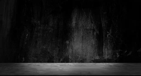 Kitchen Empty Bar Background,Studio Room Workshop Grey Black Dark Cement Wa.. Stock Photos