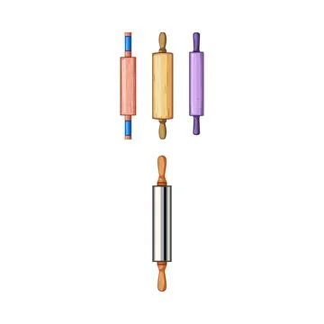 Kitchen equipment set of various rolling pins Stock Illustration