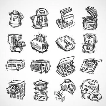 Kitchen equipment sketch Stock Illustration