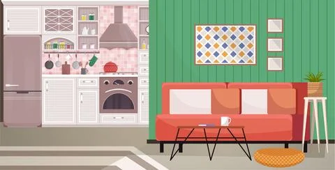 Kitchen. Equipping kitchen with essential utensils is key to well-functioning Illustrazione stock