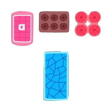 Kitchen essentials various ice tray molds illustration Stock Illustration