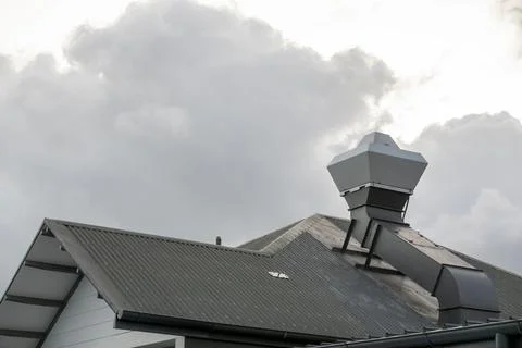 Kitchen Exhaust Extractor Vent On Building Roof Stock Photos