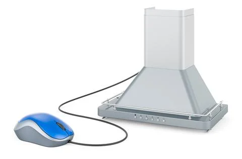 Kitchen exhaust hood with computer mouse. 3D rendering Stock Illustration