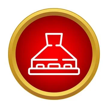 Kitchen exhaust hood icon inside a red circle Stock Illustration