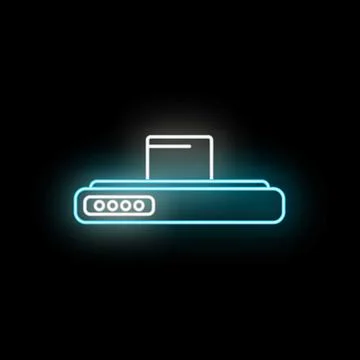 Kitchen extractor hood line neon glowing icon Stock Illustration