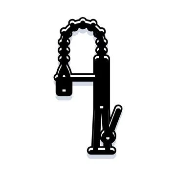 Kitchen faucet with pull down spring spray icon Stock Illustration