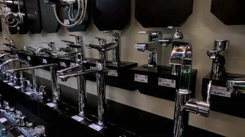 Kitchen Faucet Selection in Home Store Depot Stock Footage 236591672