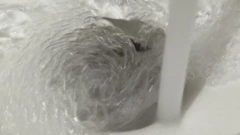 Kitchen Faucet Streams Water into Drain with a Constant Splash Stock Footage 329087429
