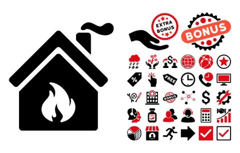 Kitchen Fire Flat Vector Icon with Bonus Stock Illustration