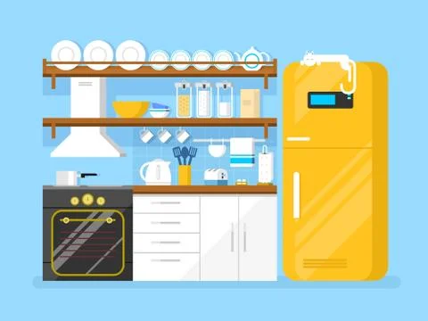 Kitchen flat style Stock Illustration