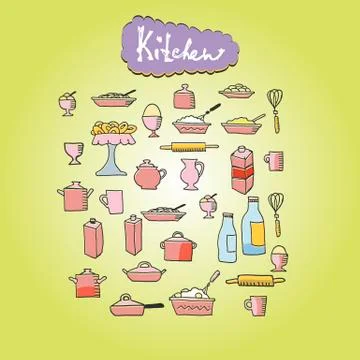 Kitchen food colored icon Stock Illustration