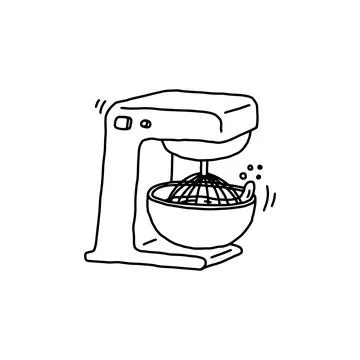 Kitchen food mixer or processor, hand drawn doodle vector illustration isolated. Stock Illustration