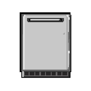 Kitchen fridge refrigerator pixel art vector illustration Stock Illustration