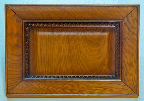 Kitchen front door from solid oak wood varnished. Wood vintage solid wood bac Stock Photos