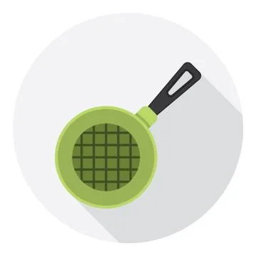 Kitchen Frying Pan Flat Icon Stock Illustration