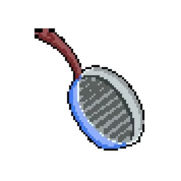 Kitchen frying pan pixel art vector illustration Stock Illustration