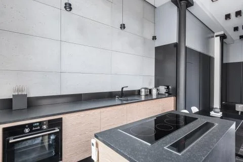 Kitchen with functional worktop Stock-Fotos