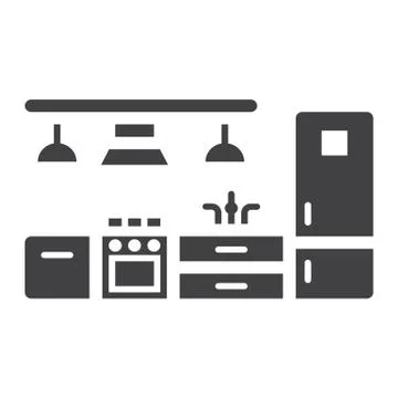 Kitchen furniture solid icon, and interior Stock Illustration