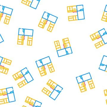 Kitchen furniture vector seamless pattern Stock Illustration