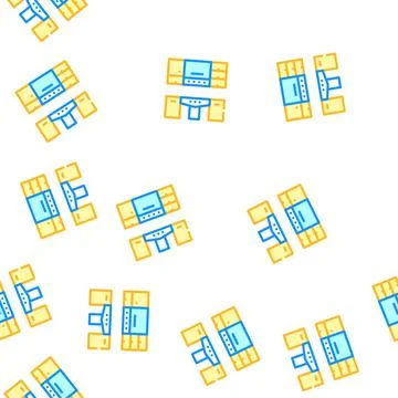 Kitchen furniture vector seamless pattern Stock Illustration