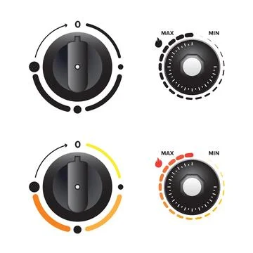 Kitchen gas flame knob switch, vector illustration Stock-Illustration