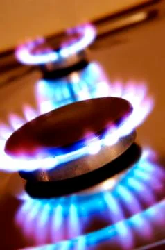 Kitchen gas flames Stock Photos