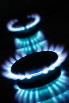 Kitchen gas flames Stock Photos