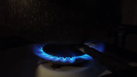 Kitchen gas stove fire Stock Footage 248760359