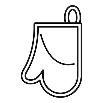 Kitchen glove hanging with loop on top, minimalist line art design for culi.. イラスト素材