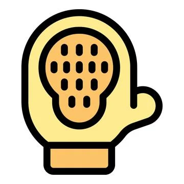 Kitchen glove protecting hand while cleaning dishes with scrubber pad Stock Illustration