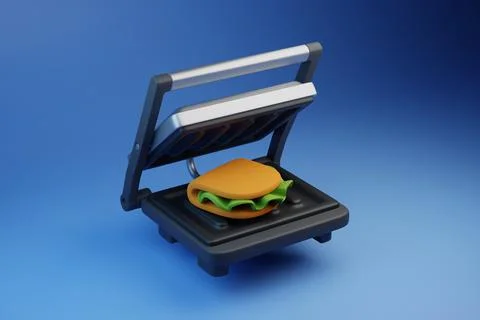Kitchen grill device with toast Stock Illustration