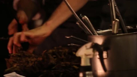 Kitchen grilling meat pan Stock Footage 77587825