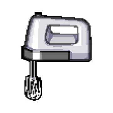 Kitchen hand mixer pixel art vector illustration Ilustração Stock