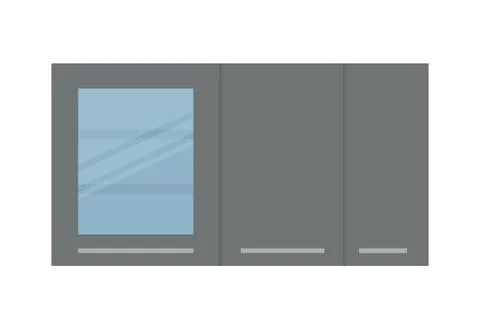 Kitchen hanging wall cabinet for cookware with a glass door vector flat Illustrazione stock