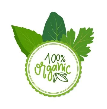 Kitchen Herbs and Green Frame Isolated Round Logo Stock Illustration