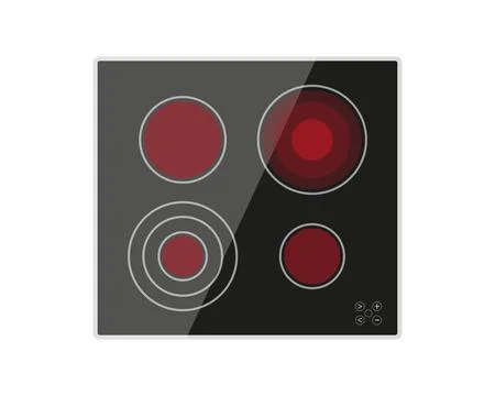 Kitchen hob induction hot touch panel black flat Stock Illustration