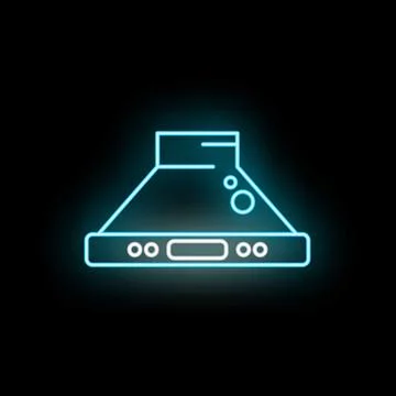 Kitchen hood shining with blue neon light icon Stock Illustration