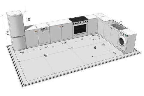 Kitchen House White - 3D illustration 库存插图
