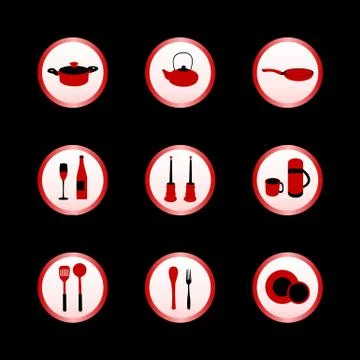 Kitchen icon set Stock Illustration